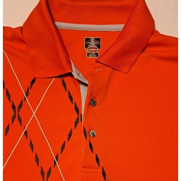 Champions Tour Pro Series Men's XL Orange Golf Polo Short Sleeve Knit Top - Picture 3 of 6